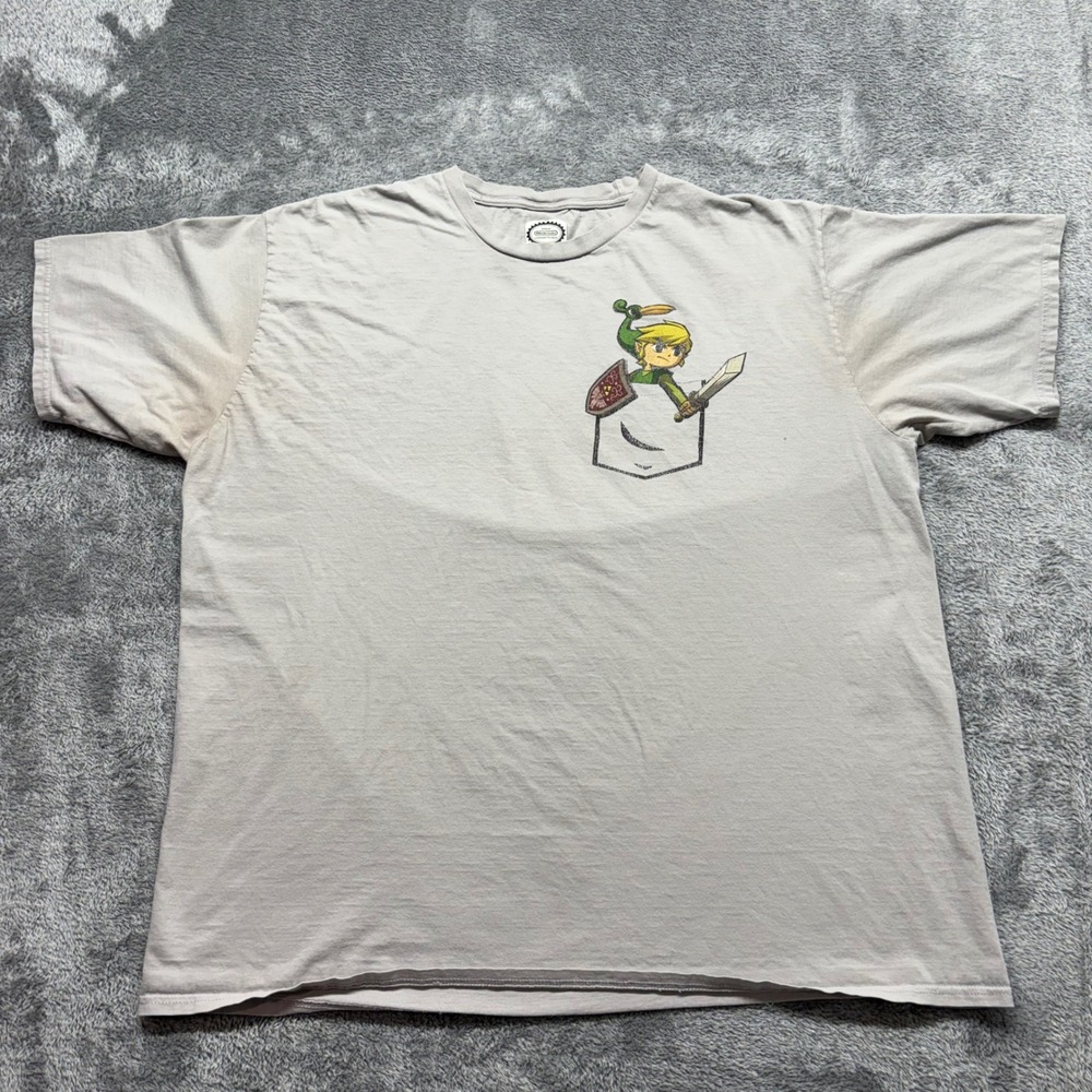 Nintendo T-Shirt Mens XL Gray Good Legend of Zelda Link Wind Waker Pocket Graph